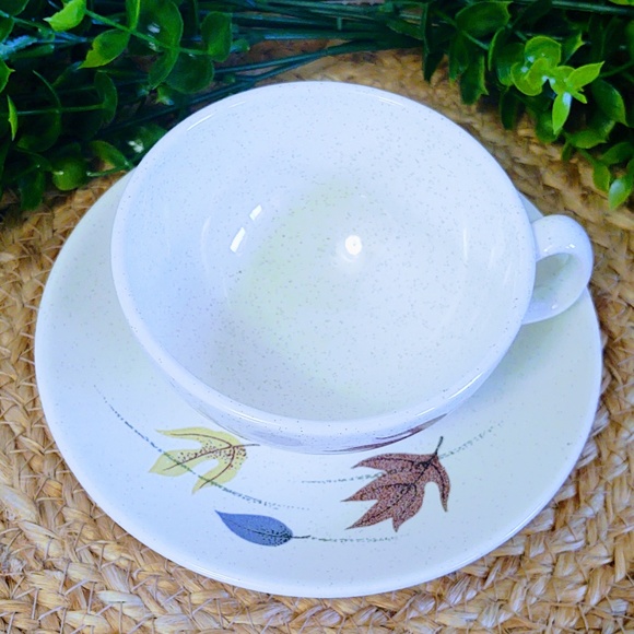 Vtg MCM California Franciscan Earthenware Autumn Pottery Dinnerware Cup & Saucer - Picture 2 of 11